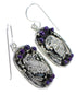 Magenta Turquoise And Sterling Silver Eagle Southwest Hook Dangle Earrings WX67161